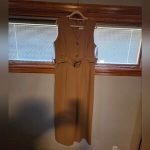 Calvin Klein Tan V-Neck Jumpsuit